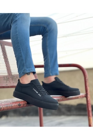 Tarzbu Bağcıklı Yüksek Taban Füme Renk Cilt Deri Erkek Spor Ayakkabı Füme