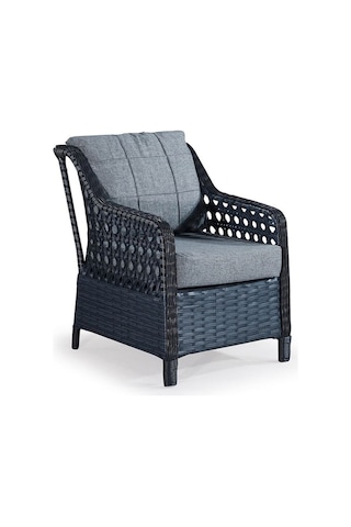 Mobilyabazari Rattan Bahçe Mobilyası Salon, Balkon, Cafe Ofis 3 1 1 Masa 2 Puf Siyah