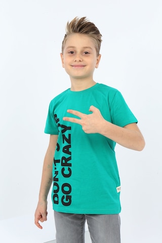 Toontoy Kids Toontoy Erkek Çocuk Dont Stop Go Crazy Baskılı Tişört Koyu Yeşil