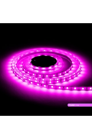 5metre Led Şerit 5050 Dc12v Pembe Renkli 60led/m Ip20 Işık Aydınlatma Lambası Hortum Kendinden Yapışkanlı