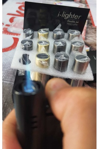 İ-lighter Y-220 Full Metal Siyah Çakmak Açık Gri - Füme