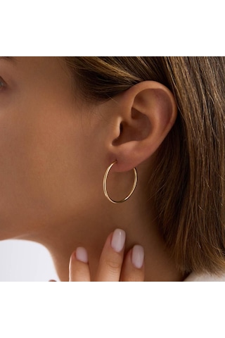 14k Altın Halka Küpe 1,2 Mm 2.8 Cm Gizli Kilit T14301 Renkli