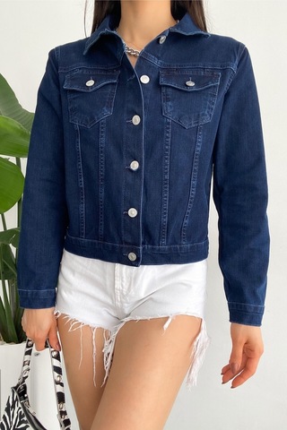 Femelle Kadın Sırtı Püsküllü Tasarım Denim Kot Ceket mavi