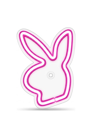 Neon Tavşan Led Araç İçi Cam Lambası Vantuzlu Pembe Dekoratif Işık Ortam Aydınlatma