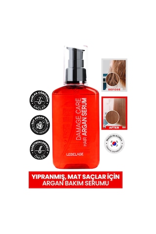 Lebelage Yıpranmış Saçlar İçin Onarıcı, Besleyici Argan Bakım Serumu Lebelage Damage Care Hair Argan Serum