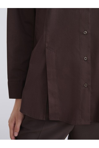 Lcw Modest Kahverengi Oversize Poplin Kadın Gömlek Tunik
