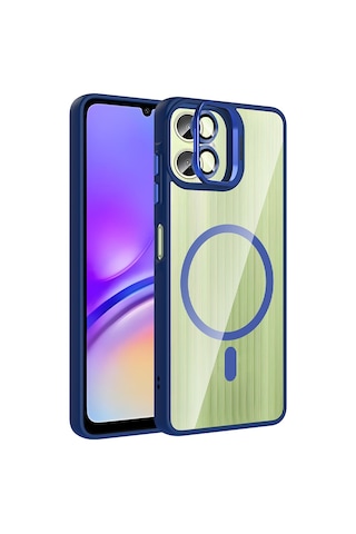 Galaxy Uyumlu A07 Kılıf Standlı Ve Kamera Lens li Mkst Etro Kapak - Lacivert Lacivert
