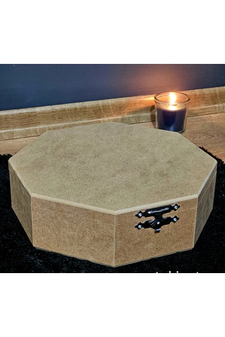 Ahşap Sekizgen Model 9 Bölmeli Aksesuar Kutusu Ham Boyanabilir