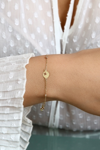 14 Ayar Altın Dorika Yonca Bileklik - 17 Cm / Yonca - Sarı Sarı Altın