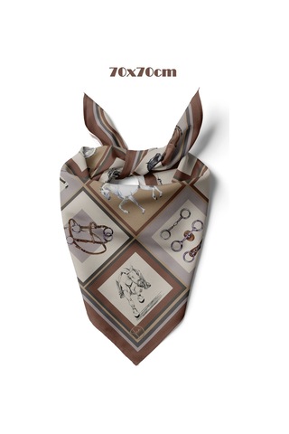 Terra Binici Kahve Desen 70 70cm Bandana/fular Çok Renkli