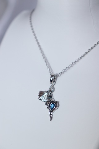 Çelik Charm Kolye Gri Gri