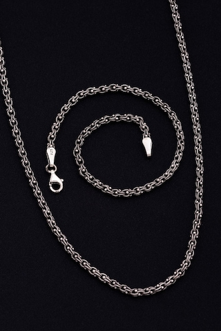 Erkek Gümüş Kolye Bileklik Set - 3mm Arnavut Zinciri Gümüş Kolye Bileklik Set