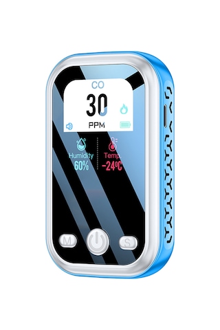 Ximistore9 Taşınabilir 3'ü 1 Arada Co Dedektörü - Sıcaklık, Nem Ve Hava Kalitesi Ölçer Mavi