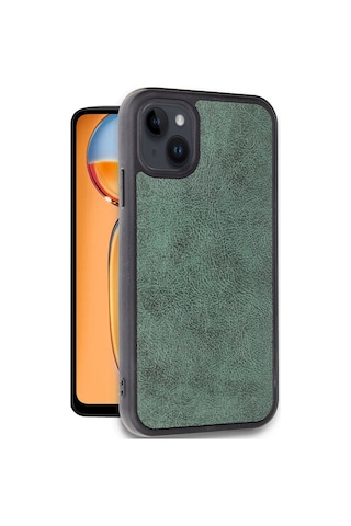 Apple, Uyumlu iPhone 14 Kılıf Aras Deri Kapak - Koyu Yeşil