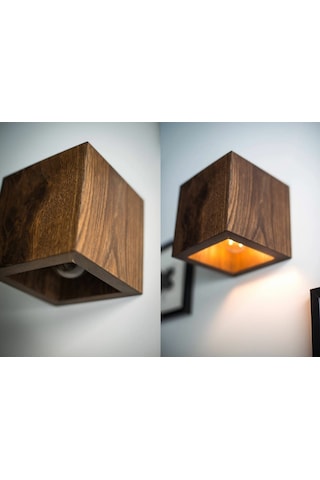 Dcrthuma Yansıtma Tasarımlı Çift Yönlü Ahşap Salon Duvar Aplik Koyu Kahverengi