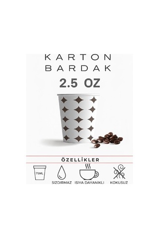 2.5 Oz 70-75 Ml Karton Bardak, 1000 Adet, Ekonomik Koli, Tadım, Kahve, Espresso, Zemzem Bardağı