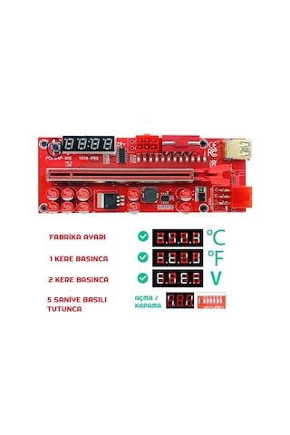 Unichrome Riser V014 Pro 3  PCI-E X16 Güç Girişli Sıcaklık ve Voltaj Göstergeli Ekran KartıYükseltici