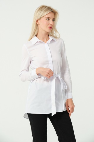 Bağcık Detay Tunik Gömlek Beyaz