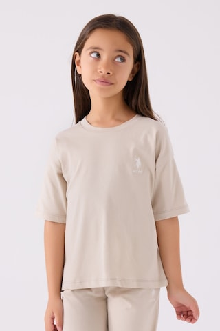 U.S. Polo Assn. Kız Çocuk Krem Bermuda Takım 5274-43903 Krem