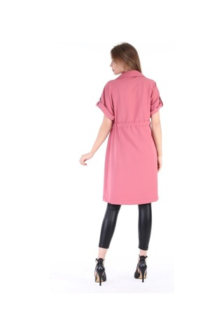 Mono Yaka Beli Tünelli Cepli Apoletli Kısa Kollu Pembe Yelek