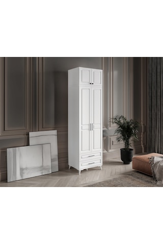 GuneyStore Gözde 2 Kapaklı Yüklüklü Komple MDF Beyaz Gardırop