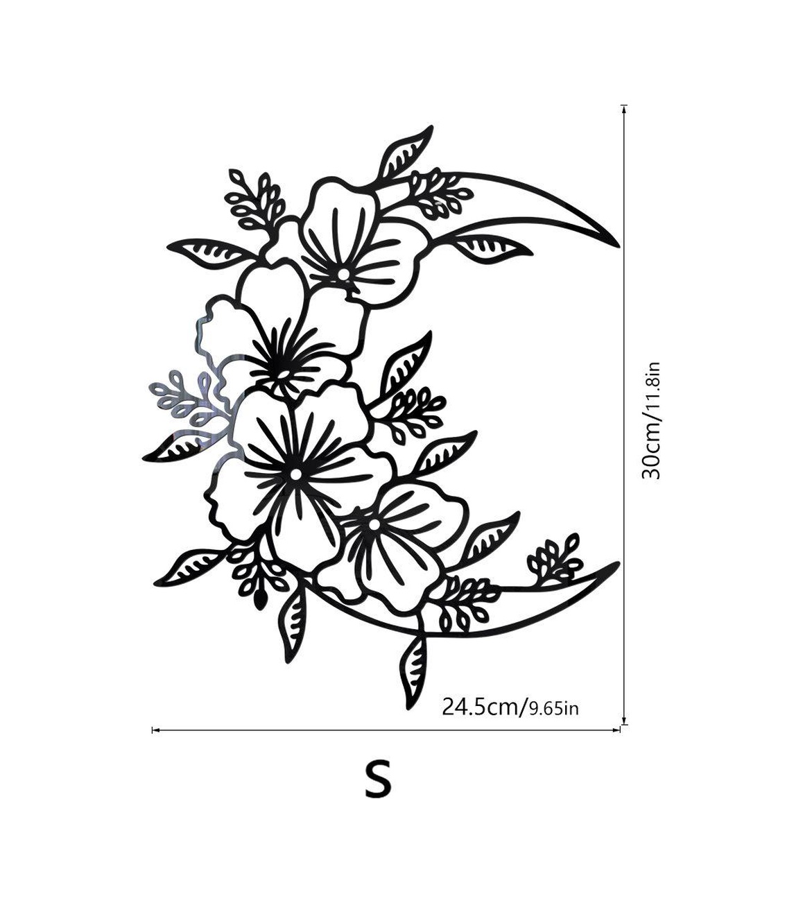 Ayna Duvar Sticker Ay Çiçek Sticker Black S Black S Diğer