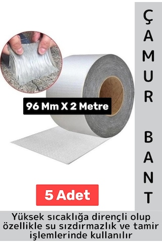 Ultra Güçlü Su Geçirmez Isıya Dayanıklı Alüminyum İzolasyon Tamirat 96 Mm X 2 Metre Çamur Bant 5 Adt