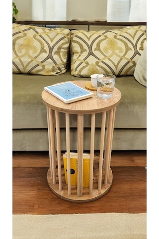 Ahşap Ayaklı C Sehpa Koltuk Sehpası Yan Sehpa Zigon Sehpa Servis Sehpası Çam