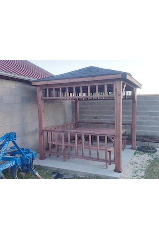 Ahşap Pergola Kamelya Çardak Maun Renk Bahçe