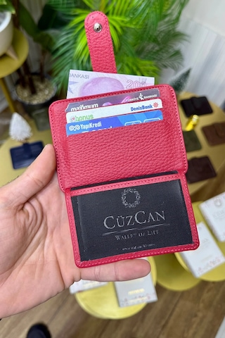 Cüzcan Jorvik Patlı Hakiki Deri Premium Kartlık Kişiye Özel İsim Baskılı Kırmızı