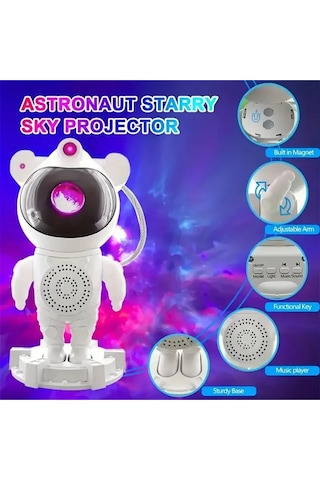 Akıllı Astronot Projeksiyon Gece Aydınlatma & Bluetooth Hoparlör Çok Renkli