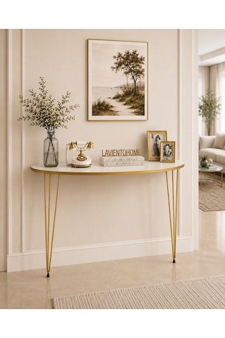 80x18 Dresuar Antre Hol Dekorasyon Ürünleri Altın Model Beyaz Gold Yarım Ay One Size