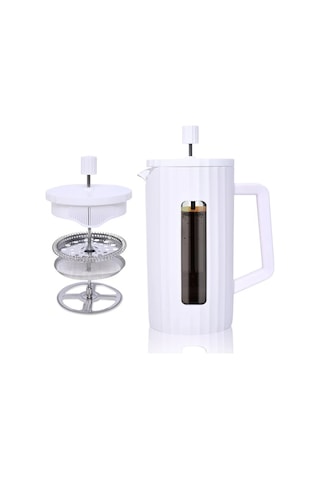 Xuweiwei 1 Adet Thejz 600ml Fransız Kahve Presi Modern Cam Manuel Kahve Cay Infuser 4 Seviye Filtreleme Yeniden Kullanılabilir Isı Sicaklik Direncli Mat Son Beyaz Beyaz
