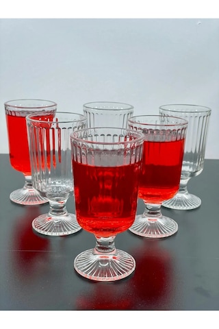 6 Lı Kristal Cam Kahve Yanı Su Bardağı Kadeh Kupa Bardak 100ml