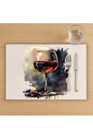 Kadeh Tasarımlı Amerikan Servis, Tabak Altlığı & Şık Masa Dekoru, Ev Hediyesi, 2 Adet Krem