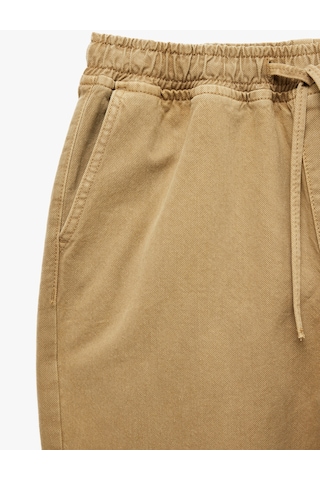 Koton Regular Fit Pamuklu Beli Bağcıklı Jean Pantolon Bej 7wam40161nd Ekru