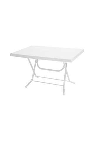 Omnipazar Mt-gfm212 Ancora Plastik Dikdörtgen Katlanır Bahçe Balkon Masa 75x120 Cm Beyaz