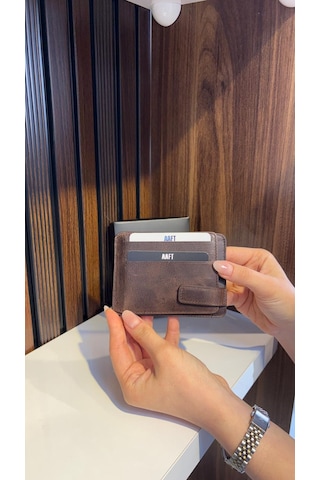 Mft Leather Design Hakiki Deri Mıknatıslı Kartlık Mona 1103 Kahverengi