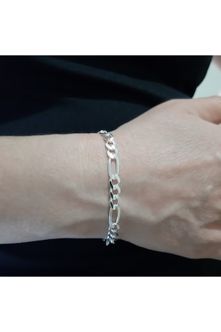 925 Ayar Gümüş Figaro Model Erkek Bileklik 5.5 Mm