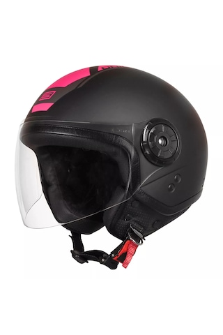 Origine Neon Yarım Motosiklet Kaskı Siyah Fuşya