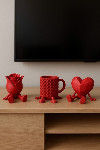 Oxyteez Kahve Temalı Dekoratif Obje Kırmızı Renk Reçine Tasarım Ev Ve Ofis Dekorasyonu