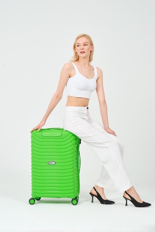 Keo-plus Yeşil Orta Boy Silikon Kırılmaz Pp Valiz Siyah