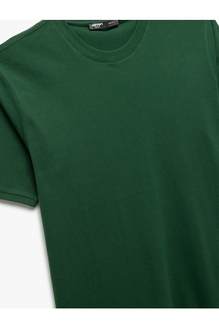Koton Kısa Kollu Bisiklet Yaka Pamuklu Slim Fit Erkek Basic Tişört Yeşil 5sam10044hk Yeşil