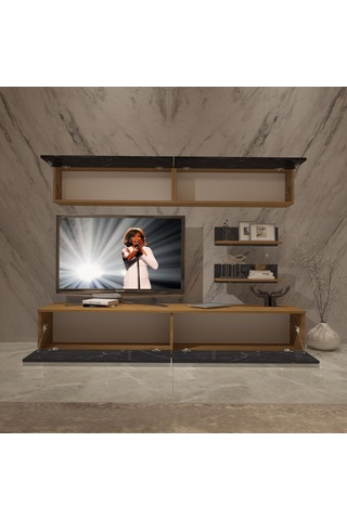 Decoraktiv Eko 5 Mdf Std Tv Ünitesi Tv Sehpası Pera - Siyah Mermer