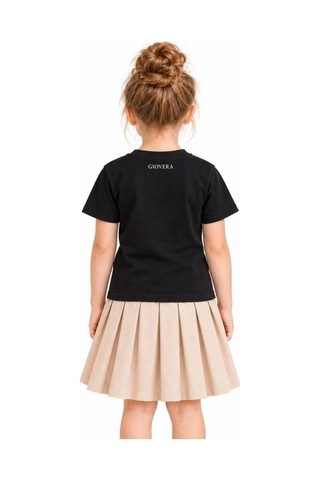 Gıovera Renkli Bukalemun Baskılı Premium Çocuk Tişörtü %100 Pamuk Unisex Siyah