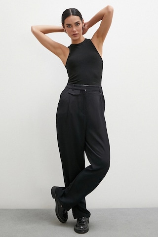 Never More Kemer Detaylı Klasik Pantolon Siyah