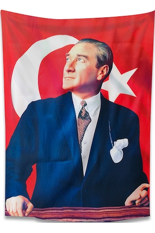 Renkli Atatürk Bayrağı ve Türk Bayrağı 70x105 CM