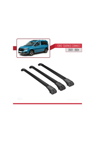 Ford Turneo Connect 2022 Ve Sonrası İle Uyumlu Ace-1 Ara Atkı Tavan Barı Siyah 3 Adet Bar