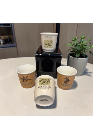 Art 4'lü Espresso Bardağı 90cc , Kulpsuz Kahve Fincanı Renkli