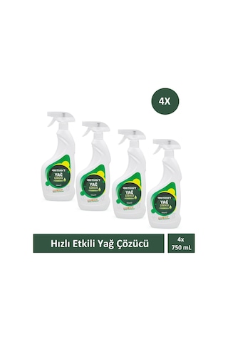 Yağ Çözücü Sprey Hızlı Etkili 750ml X 4 Adet 4'lü Set